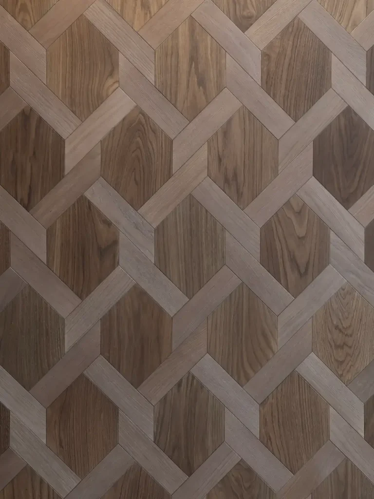 Two Tone Mansion Weave Flooring - Berkley Oak (Hexagons) and Peninsula Oak (Border) by Urbane Living, Archi-living.com