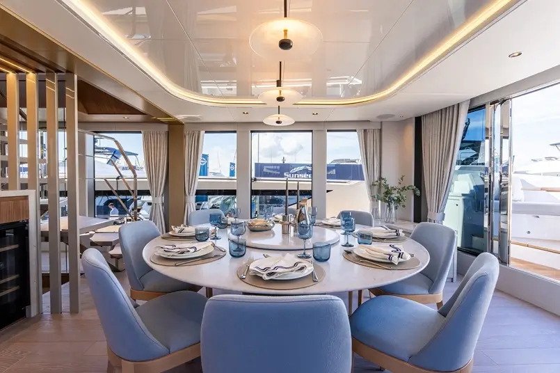 Sunseeker 82 Ocean Enclosed dining room design, archi-living.com