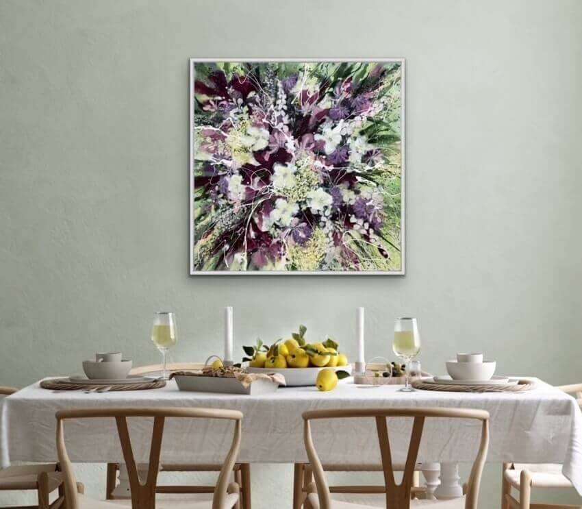 wall art for dining room modern,british based artists,nature inspired artwork,nature themed dining room decor,floral canvas wall art,