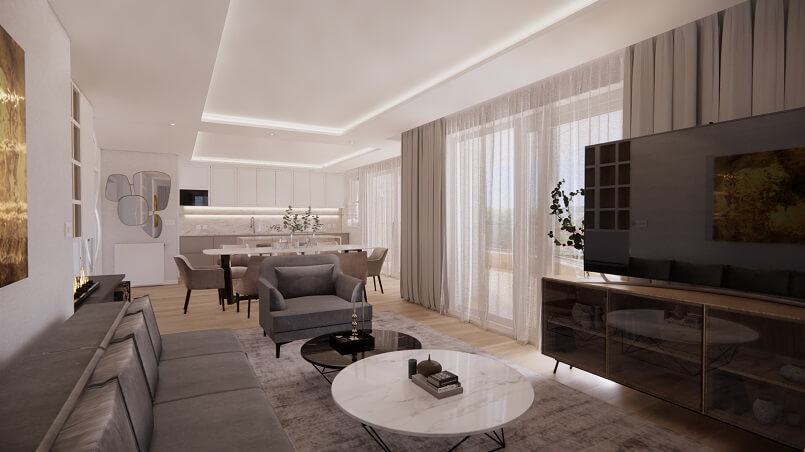 Contemporary Living Room in Neutral Colors,A N E R A Interior Design Brand by Anera Tolić,Archi-living.com