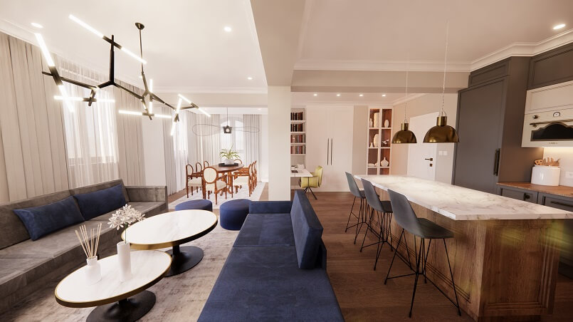 Open Space Layout of an Apartment,Residential Design Project by Anera Tolić Croatian Designer
