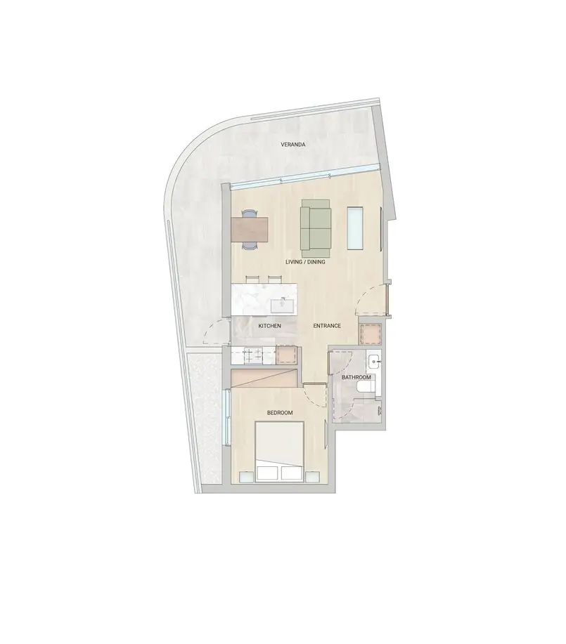 One-Bedroom Apartment Layout by Otomi Studio, Archi-living.com