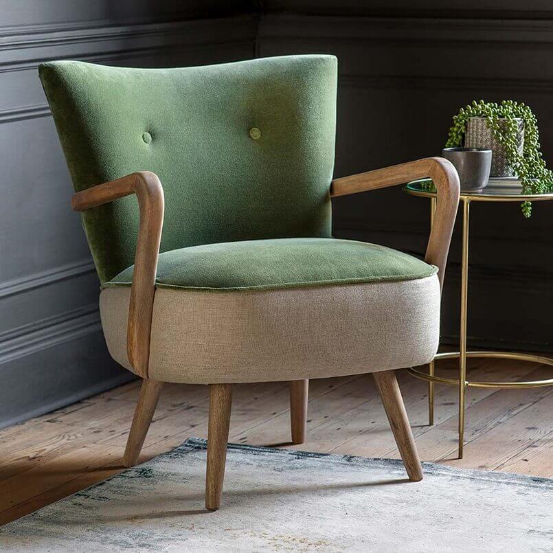 mid century modern green velvet chair,luxury green living room furniture uk,luxury green armchairs,archi-living.com,living room design,