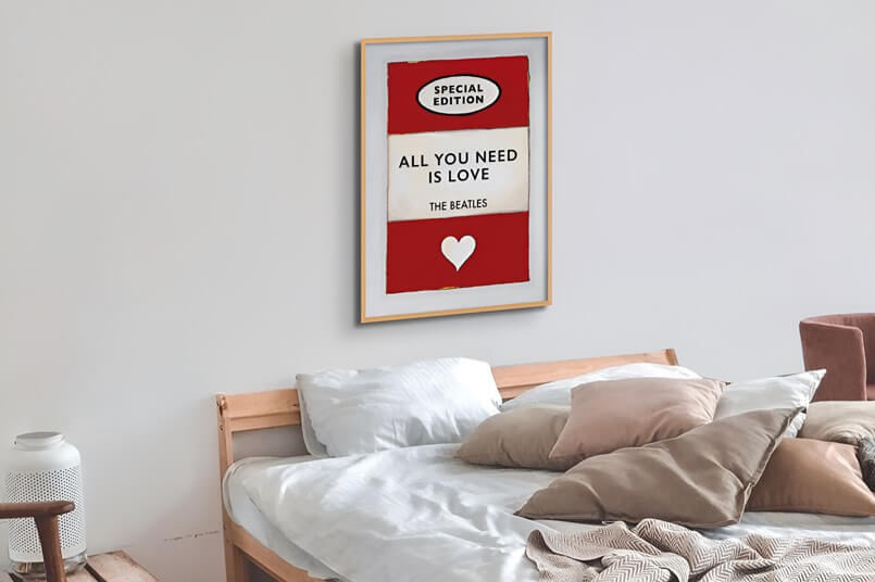 Book Cover Art Print - Valentine - All You Need Is Love, Romantic Bedroom Decor