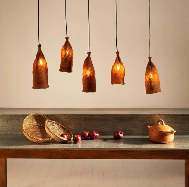 lamps made from leaves,organic lamp shade design,eco friendly light fixtures,american palm tree leaf lamp,natural materials in interior design,