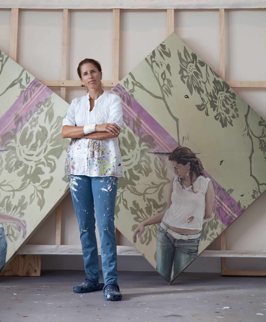 woman in a painting,entrance to art studio,inside painters studios,modern family house projects,florida artists,