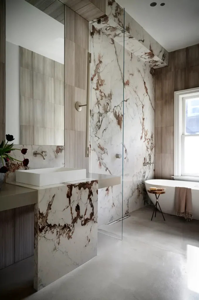 luxury bathroom with bath by the window, archi-living.com