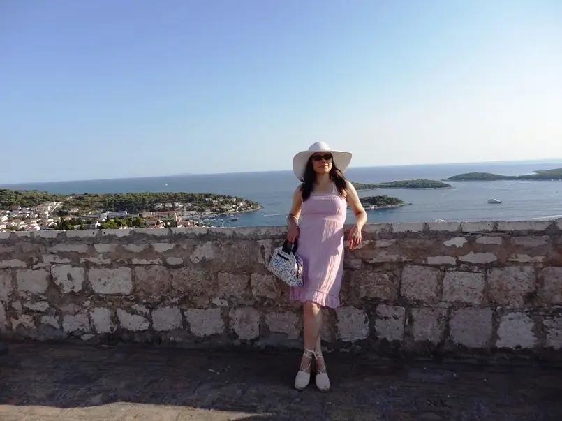 Danica Maričić, Editor-in-Chief of Archi-living.com and Travel Content Creator, at Fortica, the Spanish Fortress in Hvar Town