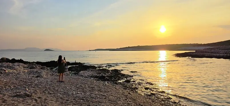 Danica Maričić on Mlini Beach on Marinkovac Island, Paklinski Islands Archipelago near Hvar Town