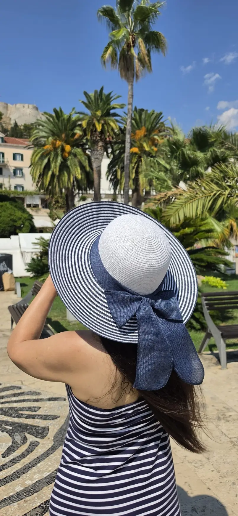 Danica Maričić Wearing Nautical-Style Stripes in Hvar, Archi-living.com