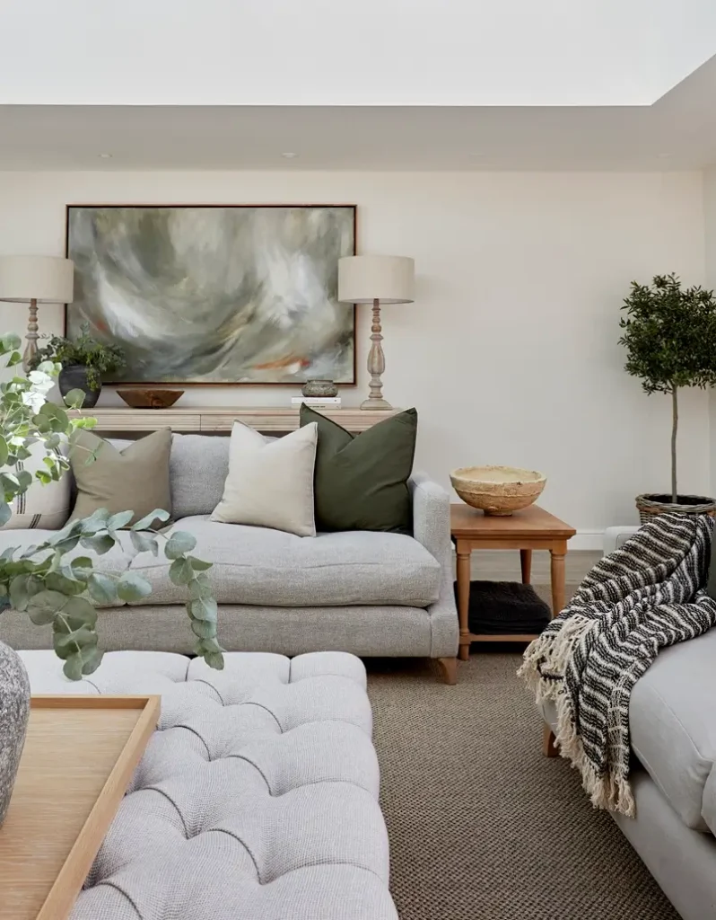 stripes in living room decor, expert tips by Claire Garner Design Studio