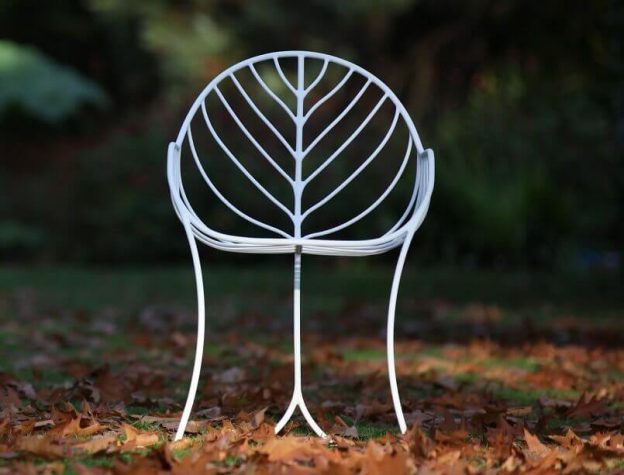 chairs inspired by nature,leaf shaped outdoor chair,leaf inspired furniture,stainless steel garden chairs,bronze garden chairs,