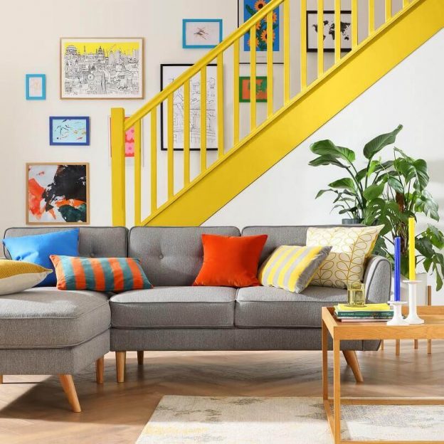 yellow staircase designs,top interior design trends 2022,home decorating trends for 2022,yellow color interior design,creative living room ideas,