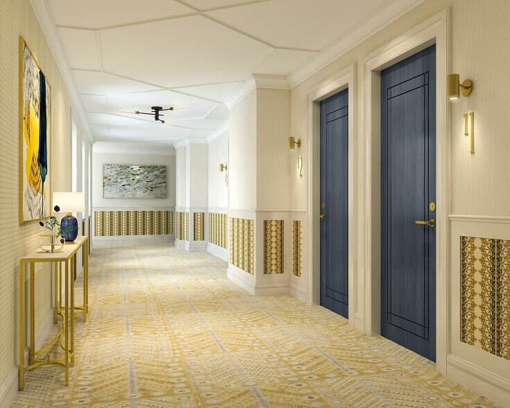 hotel corridor design ideas,heritage hotel zagreb amadria,boutique hotel design,HBA London interior design,bespoke hotels,
