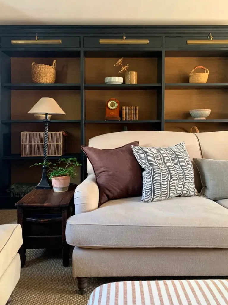 stripes in living room decor, expert tips by Claire Garner Design Studio