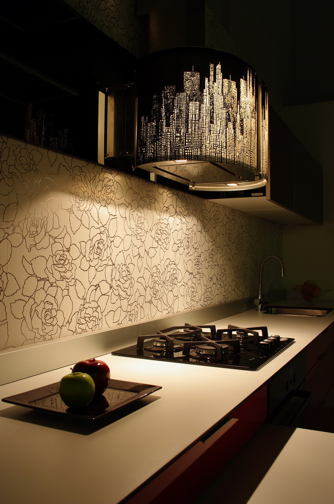 contemporary kitchen with floral backsplash, Archi-living.com