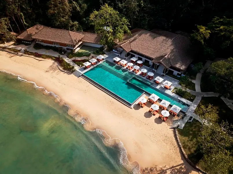 beach resort with a pool and traditional houses, archi-living.com