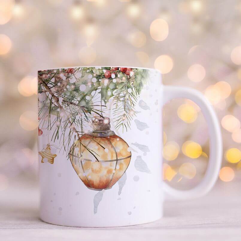 lantern on a mug decoration,coffee mug for Christmas,holiday mugs designs,