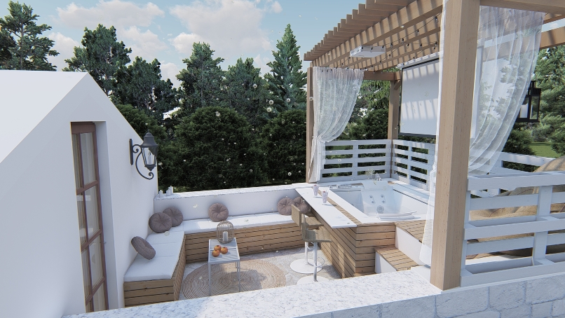small terrace with jacuzzi and movie screen, Archi-living.com