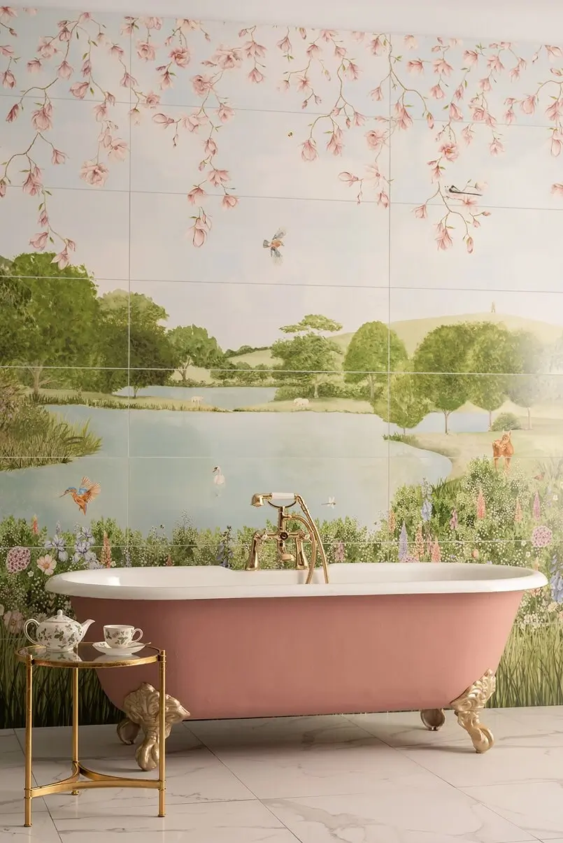 Original Style’s Living Murals, English Garden Inspiration for Bathroom Wall, Archi-living.com
