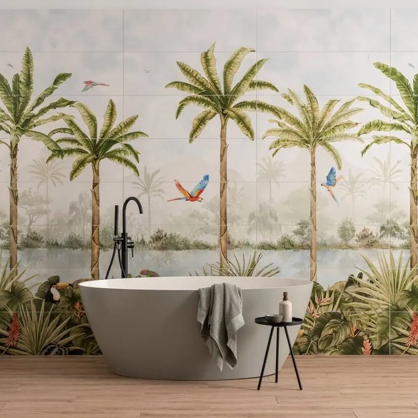 Original Style’s Living Murals, Tropical Bathroom Wall Decor, Archi-living.com