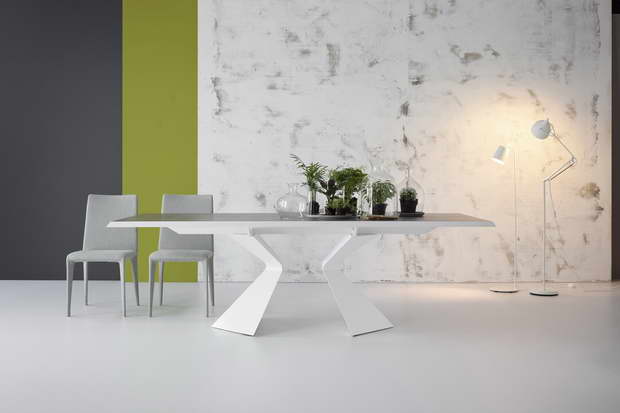 table design inspired by sea,white dining room table,metal and wood dining table,