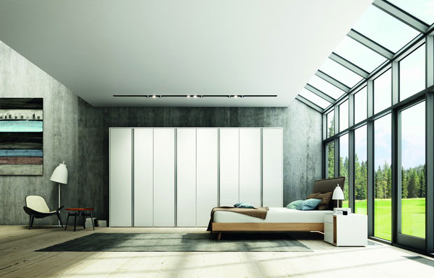 contemporary bedroom in white and light wood tones, Archi-living.com