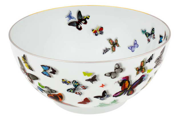 Christian Lacroix tableware,designer salad bowl,butterfly pattern salad bowl,butterflies in dining room bowl salad,designer tableware brands,