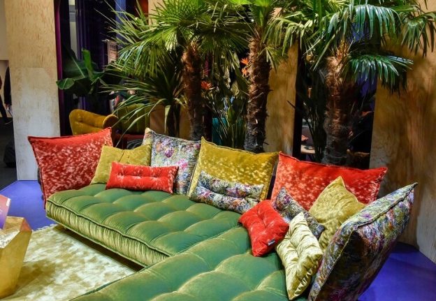 colourful corner sofa,designer color furniture,color trends 2020 home decor,imm cologne furniture fair 2020,colors in living room,