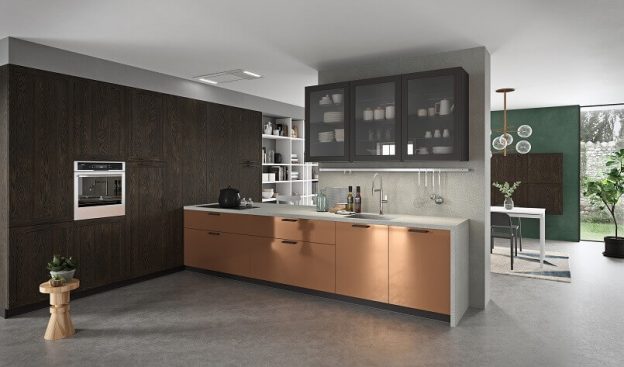 copper kitchen cabinet doors,home decor with copper,metallic copper and brown kitchen decoration,kitchen wall units with glass doors,italian kitchen furniture companies,
