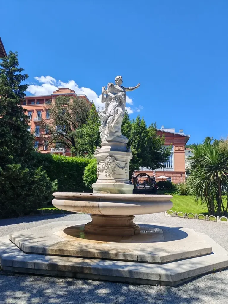 neo-baroque fountain with sculptures of Helios and Selene (from Greek mythology), St. James’ Park in Opatija, Archi-living.com