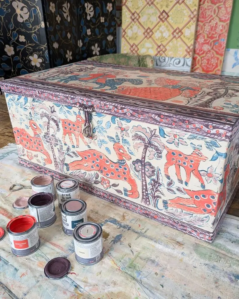 Vintage Chest with Layers of Annie Sloan Chalk Paint™ Colors and Pattern, Archi-living.com