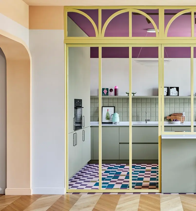 Colorful Interior Architecture Project Residenza B05 in Milan, Archi-living.com