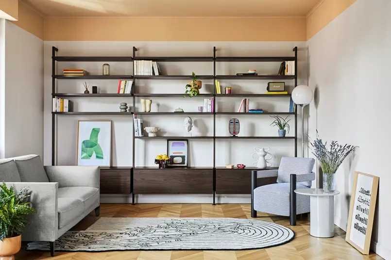 contemporary living room with tall shelving, chromastudio, archi-living.com