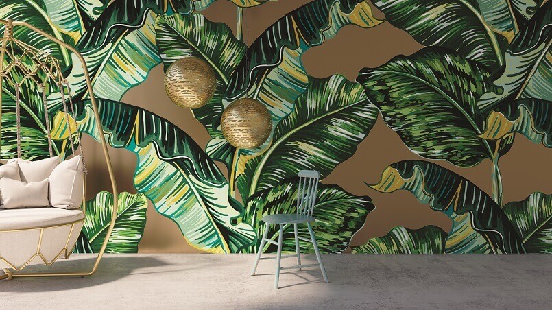luxury interior design ideas,yellow color in luxury design ideas,interior designer room wallpaper,yellow gold green decorating ideas,green yellow leafs wallpaper,