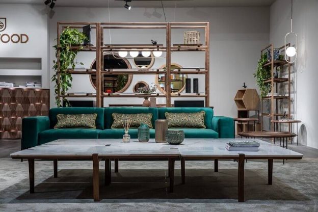 designer shelves made of wood,wooden shelves room divider,luxury green velvet sofa,wooden furniture designs for living room,wood table design for home,
