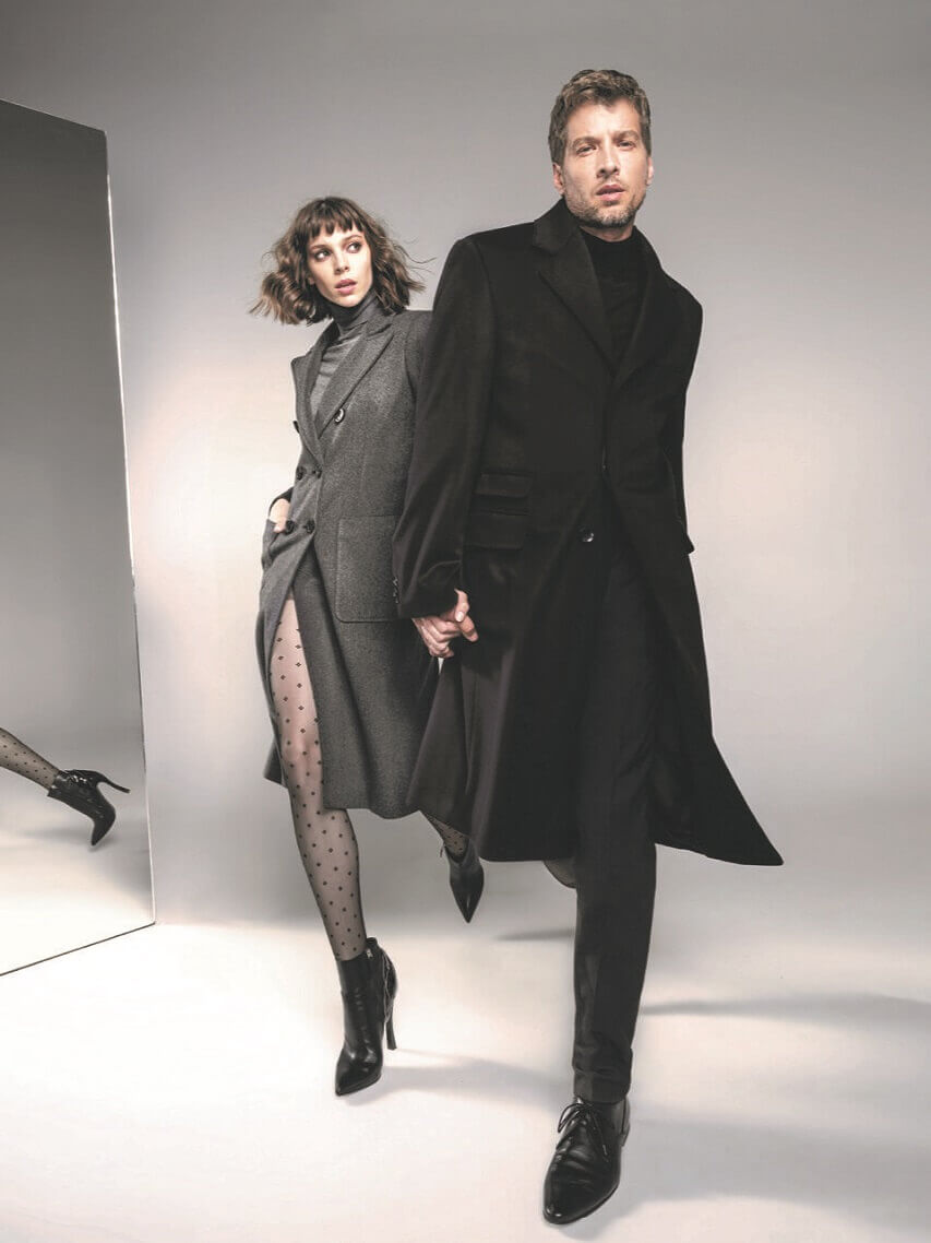 varteks ženski kaputi 2019,varteks muški kaputi,couple fashion photo,female coat gray,black outfit for men,