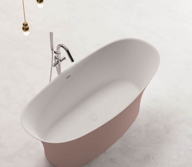 pink bathtub decorating ideas,freestanding tub faucet,freestanding bathtub modern,pink bathroom interior design,bathtub in the middle of the bathroom,