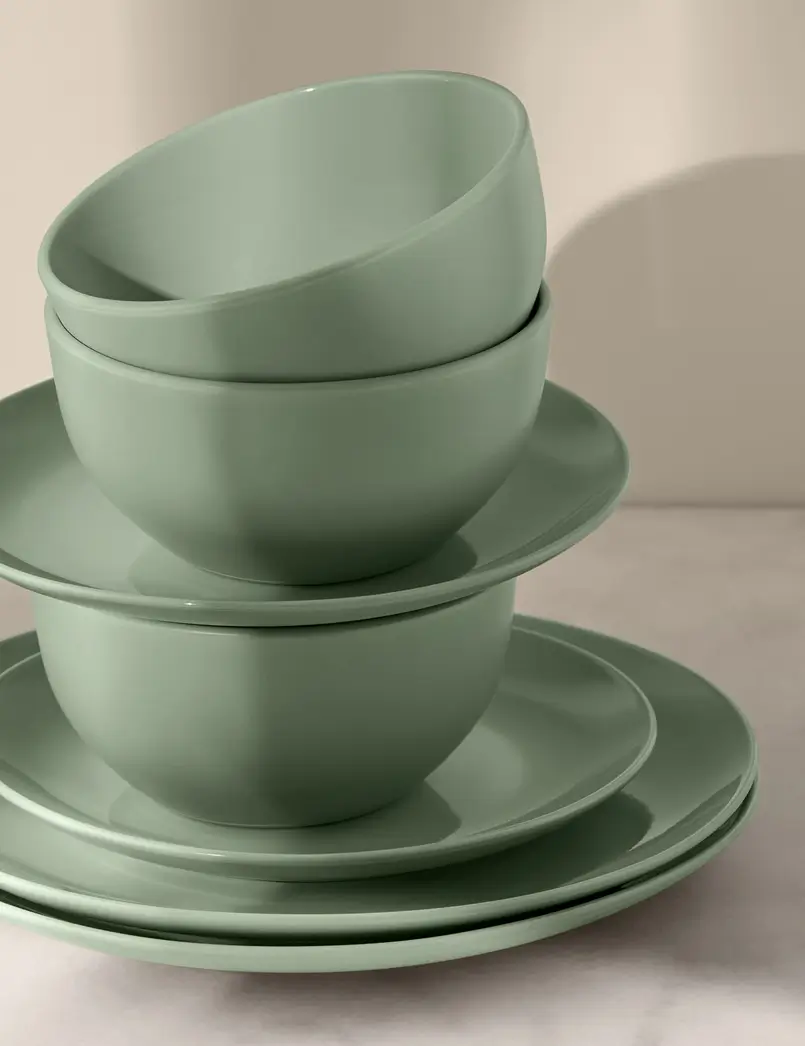 green bowls and plates from Marks & Spencer, Archi-living.com