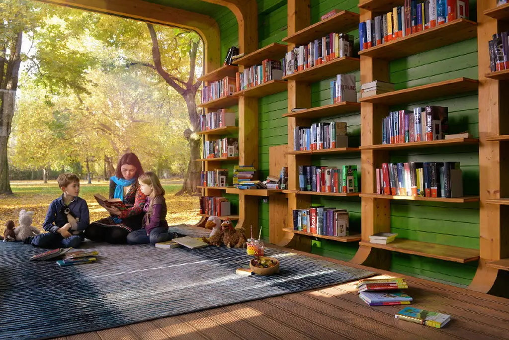 Koelnmesse, imm cologne, family in the library with a garden view, archi-living.com