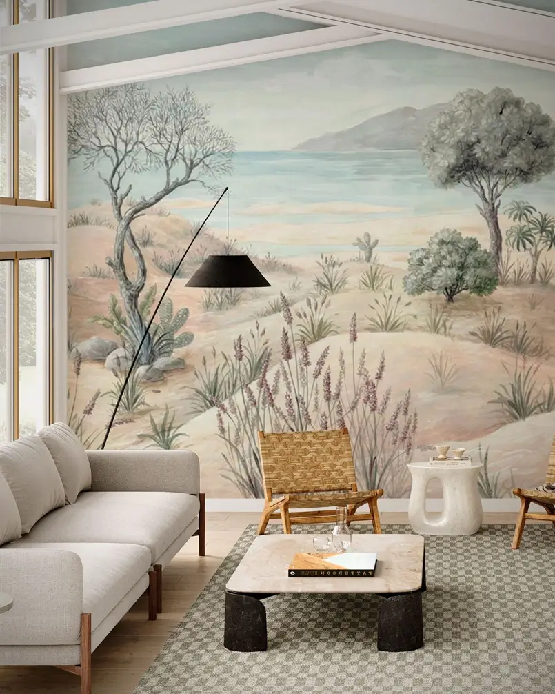 seaside wallpaper in living room decor, Nature-Inspired Wallpapers, Archi-living.com