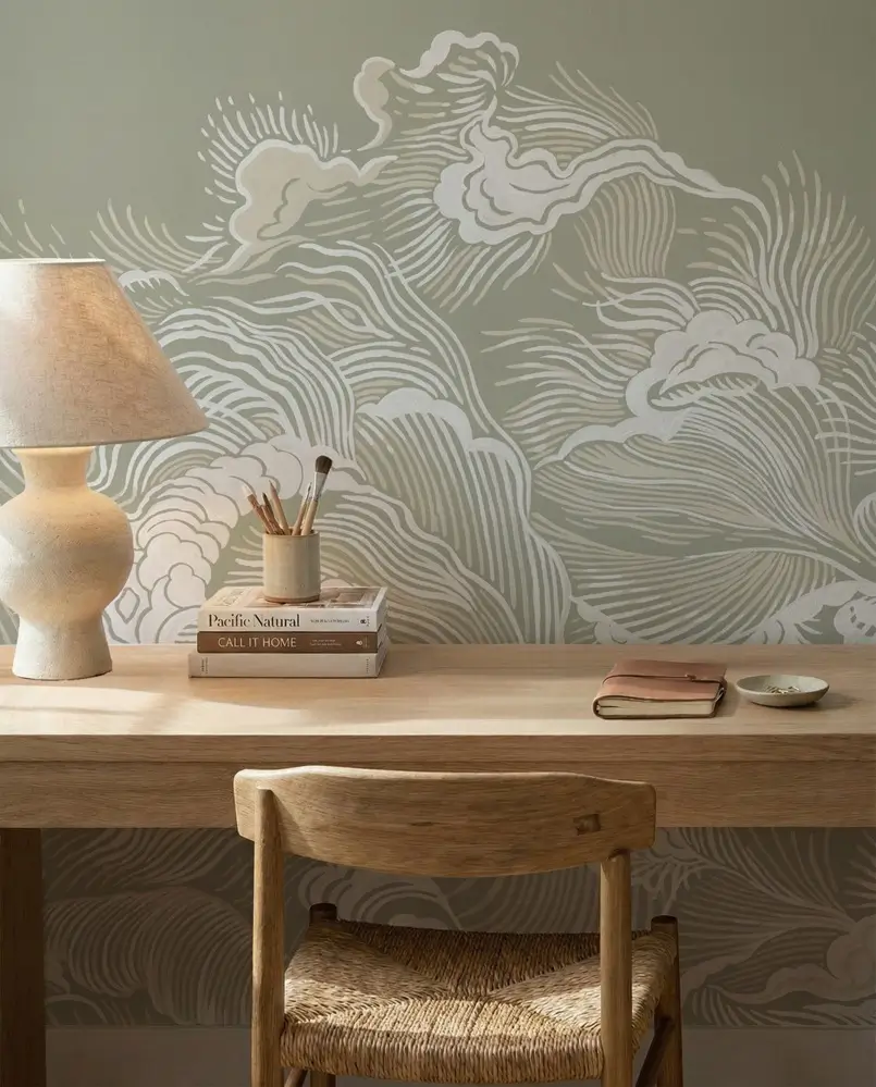 Eternal Swell Sage Mist Wallpaper, Homeoffice Wall Decor, Photowall, Archi-living.com
