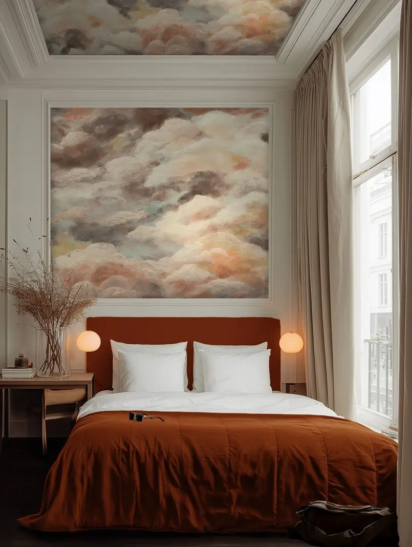 clouds themed wallpapers in bedroom design, Archi-living.com