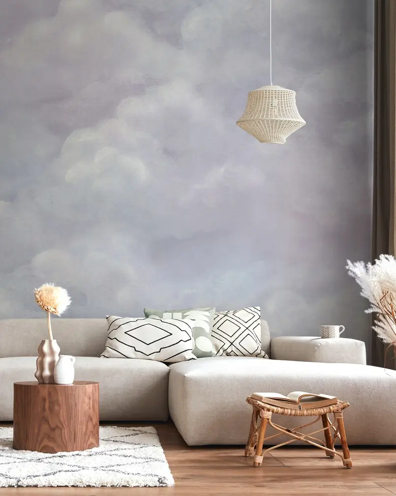 clouds inspired wallpaper in living room decor, Archi-living.com