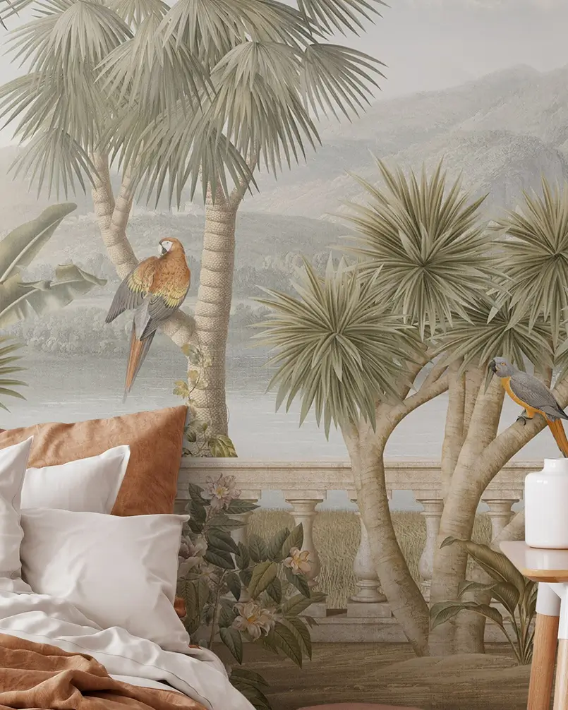 tropical landscape wallpaper in the bedroom, Archi-living.com