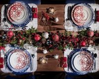 red blue holiday table settings,red and white table decorations for a wedding,creative inexpensive centerpiece ideas,Christmas table decorations to make at home,holiday tableware decor,