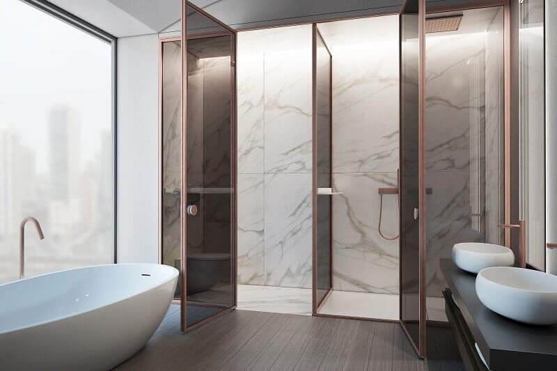 glass wall bathroom,bathroom shower door ideas,trendy bathroom designs,Italian design brands,walk in shower systems,