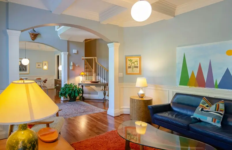 colorful open space living area with dining room and lighting idea, Archi-living.com